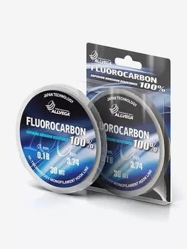 Леска монофильная ALLVEGA "FX Fluorocarbon 100%" 30м 0.18мм (3.74кг) флюорокарбон 100%, Белый