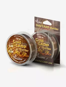 Леска монофильная ALLVEGA "Gold Carp Battler" 300м 0.35мм (15.8кг) коричневая, тонущая, Коричневый