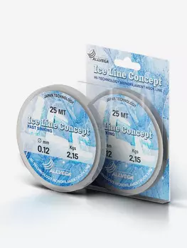 Леска монофильная ALLVEGA "Ice Line Concept" 25м 0,12мм (2,15кг) прозрачная, Серый