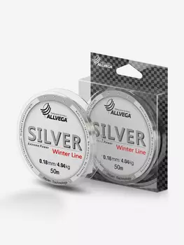 Леска монофильная ALLVEGA "Silver" 50м 0,18мм (4,04кг) серебристая, Серебряный