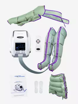 Лимфодренажный массажер LymphaNorm Control, комплект с манжетами для ног размера XL, манжетой для руки и шортами, Белый