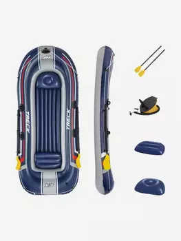 Лодка Bestway 61110 Treck X3 + весла + насос (307х126см), Синий