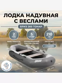 Лодка Бриз 260 серый Тонар, Серый