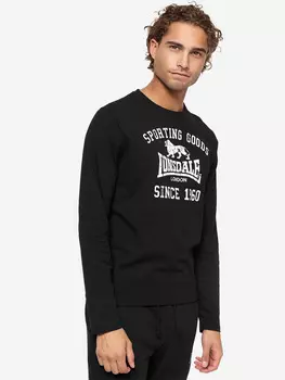 Лонгслив, футболка мужская с длинными рукавами стандартного кроя LONSDALE AULDEARN, Черный