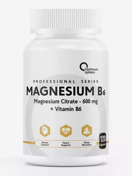 Магний + В6 Optimum System, 120 капсул, Белый