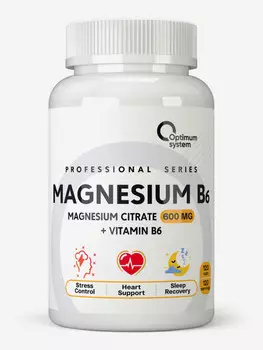 Магний + В6 Optimum System, 120 капсул, Белый