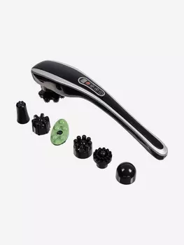 Массажёр универсальный беспроводной с дисплеем и 7 сменными насадками, Черный
