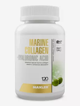 Maxler Marine Collagen + Hyaluronic Acid Complex морской коллаген/гиалуроновая кислота/витамин С. 120 мягких капсул,