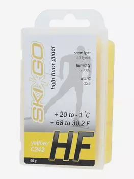 Мазь скольжения для беговых лыж Ski Go HF +20/-1, 45 г, Желтый