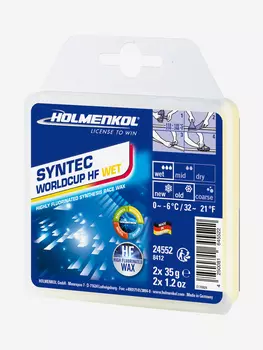 Мазь скольжения твердая для лыж и сноубордов Holmenkol Syntec WorldCup HF WET, Синий, размер Без размера