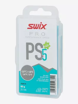 Мазь скольжения твердая Swix PS5 Turquoise, -10°C/-18°C, 60 г, Голубой
