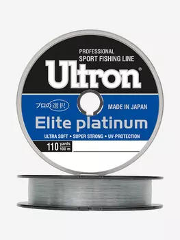 Монофильная леска для рыбалки ULTRON Elite Platinum 0,35 мм, 100 м, 14,0 кг, серебряная, 1 штука, Серебряный
