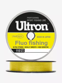 Монофильная леска для рыбалки ULTRON Fluo Fishing 0,22 мм, 5,5 кг, 100 м, флуоресцентная, 1 штука, Желтый