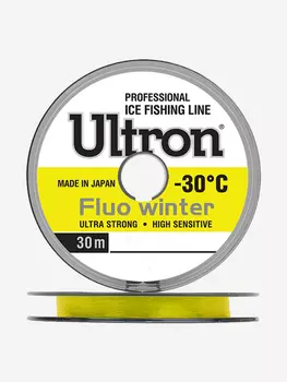 Монофильная леска для рыбалки ULTRON Fluo Winter 0,14 мм, 2,3 кг, 30 м, флуоресцентная, 1 штука, Желтый