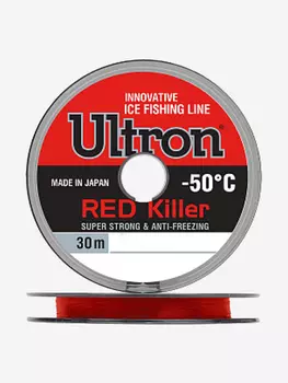 Монофильная леска для рыбалки ULTRON Red Killer 0,15 мм, 2,4 кг, 30 м, красная, 1 штука, Красный
