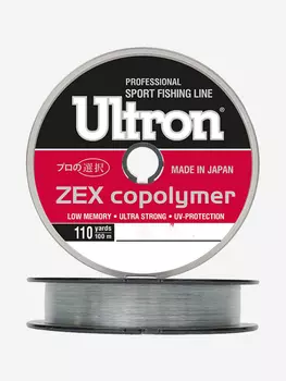 Монофильная леска для рыбалки ULTRON Zex Copolymer 0,25 мм, 100 м, 7,5 кг, прозрачная, 1 штука, Серебряный