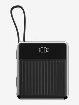 Мощный беспроводной блок питания KEEPHONE Potrable / Повербанк с кабелем Type-C и lightning / Быстрая зарядка 10000 мАч — Чёрный, Черный