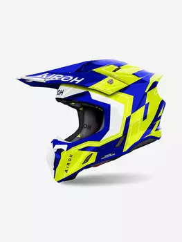 Мотошлем Кроссовый Airoh TWIST 3 DIZZY Blue/Yellow Glossy, Синий