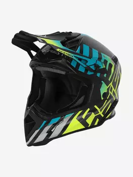 Мотошлем кроссовый взрослый Acerbis STEEL CARBON 22-06 Light Blue/Fluo Yellow, Черный