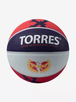 Мяч баскетбольный TORRES Prayer, B023137, р.7, резина, нейлон.корд, бут. кам., красно-серо-фиолет, Красный