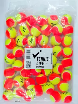 Мячи для большого тенниса Tennis Life оранжево-желтые / 48 шт в полиэтиленовом пакете, Оранжевый