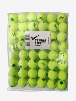 Мячи для большого тенниса Tennis Life зелено-желтые/48 мячей в полиэтиленовом пакете, Зеленый
