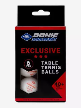Мячики для н/тенниса DONIC EXCLUSIVE 3* 40+, 6 штук, белый, Белый