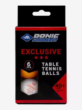 Мячики для н/тенниса DONIC EXCLUSIVE 3* 40+, 6 штук, белый + оранжевый, Оранжевый