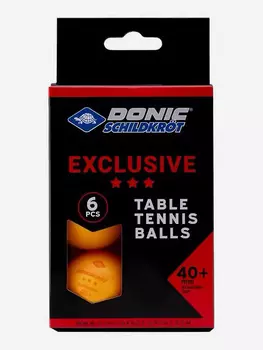Мячики для н/тенниса DONIC EXCLUSIVE 3* 40+, 6 штук, оранжевый, Оранжевый