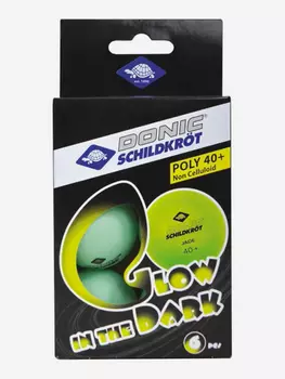 Мячики для н/тенниса DONIC GLOW IN THE DARK 40+, 6 шт, (зеленые), Зеленый