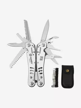 Мультиинструмент складной Ganzo G302-Н, 105 мм, 26 функций, нейлоновый чехол, Серебряный