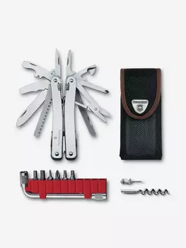 Мультиинструмент складной Victorinox SwissTool Spirit X Plus, 105 мм, 35 функций, нейлоновый чехол, Серебряный
