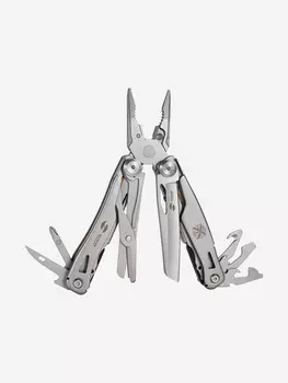 Мультитул Stinger, 106 мм, 14 функций, сталь/АБС-пластик, оранжевый, в комплекте нейлоновый чехол, Серебряный