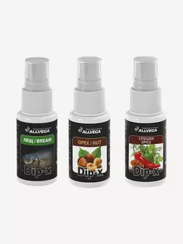 Набор ароматизаторов-спреев ALLVEGA Dip-X Лещ, Орех, Специи 3 флакона по 50 мл, Белый