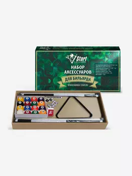 Набор аксессуаров для бильярда Start Billiards ПУЛ (2шт кий, шары, 12шт мел, треугольник, мостик, разметка), Мультицвет