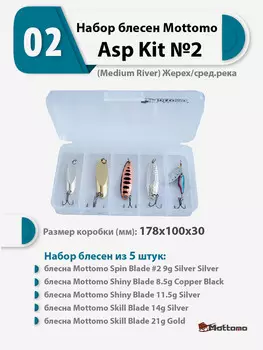 Набор блесен рыболовных для спиннинга Mottomo Asp Kit №2 (Medium River) Жерех/сред.река, Мультицвет