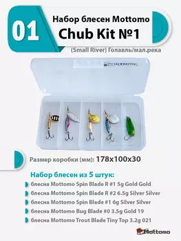 Набор блесен рыболовных для спиннинга Mottomo Chub Kit №1 (Small River) Голавль/мал.река, Мультицвет