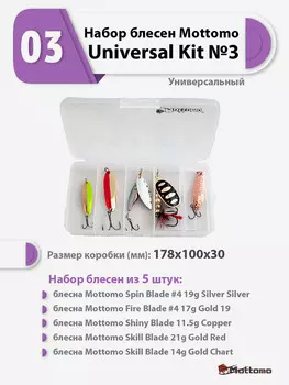 Набор блесен рыболовных для спиннинга Mottomo Universal Kit №3 Универсальный на щуку для форели, Мультицвет