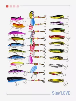 Набор блесна для рыбалки Slav'LOVE 30 штук разных весов и форм, Мультицвет