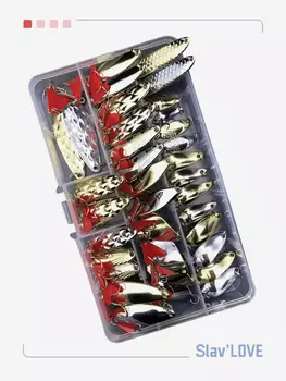 Набор блесна для рыбалки Slav'LOVE 36 штук разных весов и форм, Мультицвет