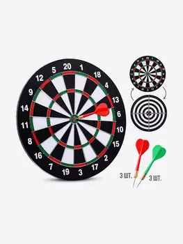 Набор для игры в дартс двусторонний с дротиками 15 " Точно в цель!, Черный