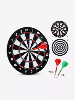 Набор для игры в Дартс двусторонний с дротиками 12 " Точно в цель!, Черный