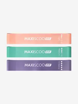 Набор Фитнес Резинок MAXISCOO FIT с Мешком для Хранения, 3 шт, Мультицвет