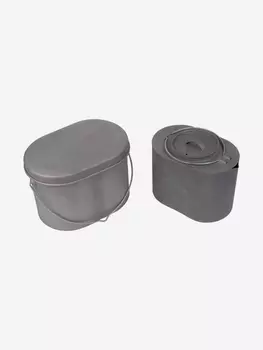 Набор охотника: котелок 2,2л, чайник 1,7л титан Роза ветров, Серебряный