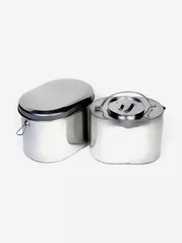 Набор охотника: котелок 4,5л, чайник 3,3л нерж. Роза ветров, Серебряный