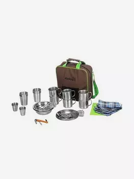 Набор посуды для пикника Picnic на 6 персон коричневый (HS-PCB-6) Helios, Коричневый