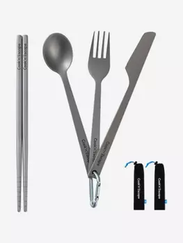 Набор столовых приборов KingCamp 4-Piece Titanium Cutlery Set, Серебряный