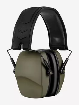 Наушники противошумные ShotTime 16 стрелковые, NRR 25dB, оголовье экокожа+ткань, амбушюры поролоновые, Army Green, 215г, Зеленый