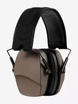 Наушники противошумные ShotTime 16 стрелковые, NRR 25dB, оголовье экокожа+ткань, амбушюры поролоновые, Tan, 215г, Коричневый