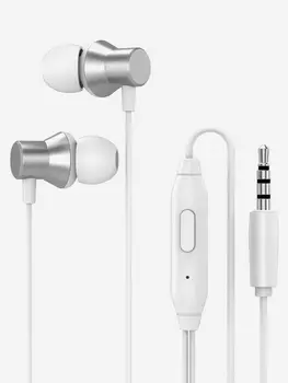 Наушники проводные Lenovo HF130 Metal Earphone серебристые, Черный